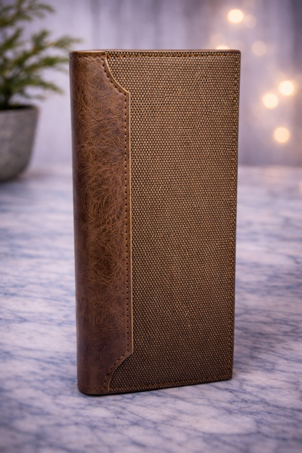 Classic Brown Textured Wallet with Leather Flap – Elegant Everyday Essential
