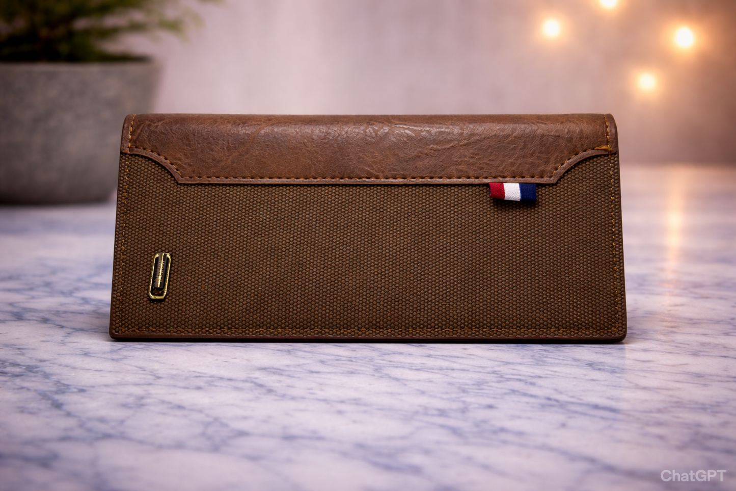 Classic Brown Textured Wallet with Leather Flap – Elegant Everyday Essential
