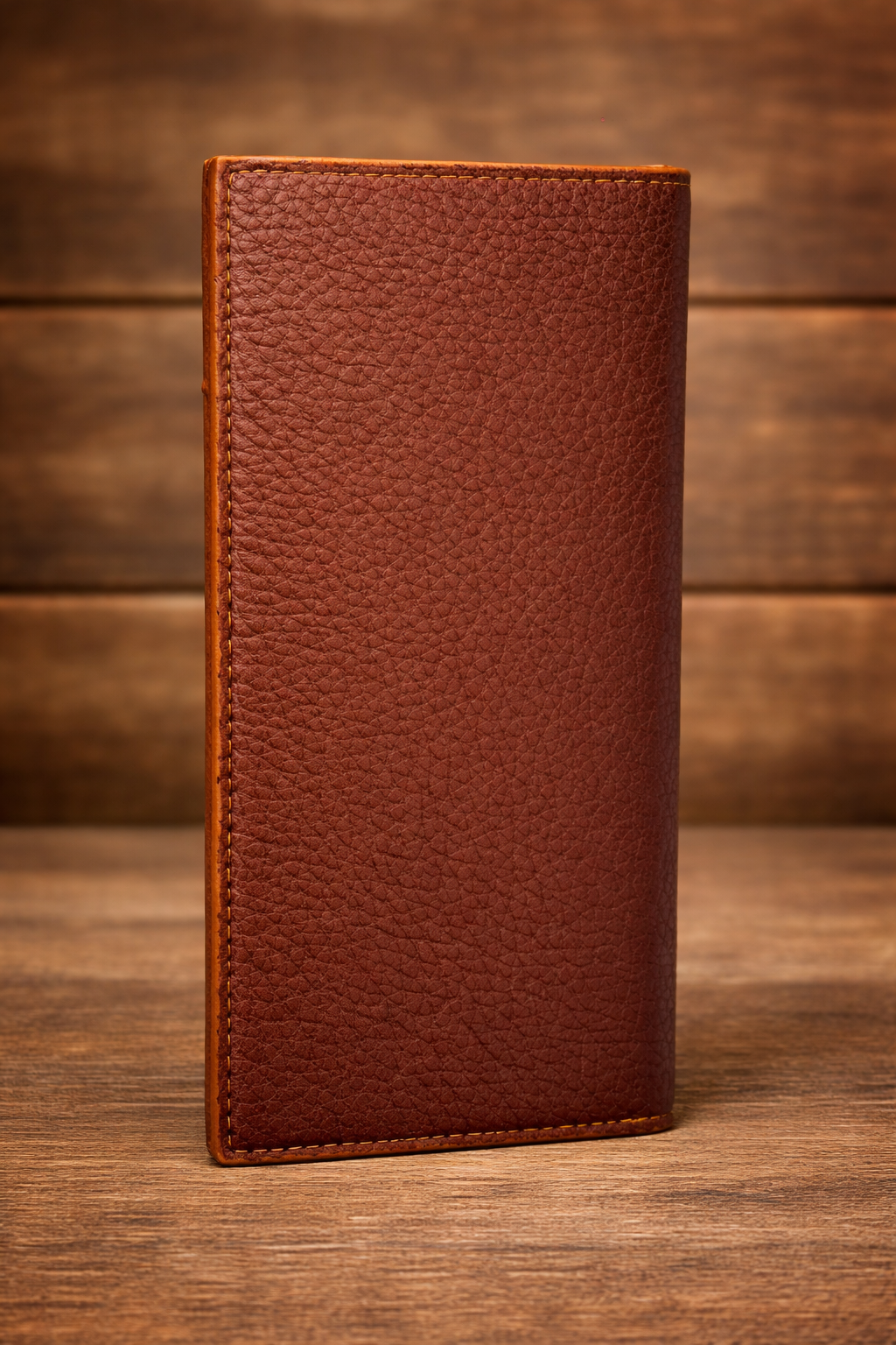 Luxury Brown Leather Checkbook Wallet – Durable, Slim, and Spacious Organizer