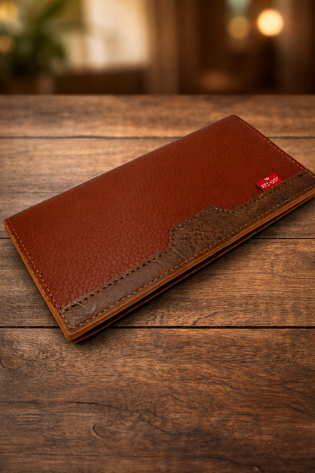 Luxury Brown Leather Checkbook Wallet – Durable, Slim, and Spacious Organizer