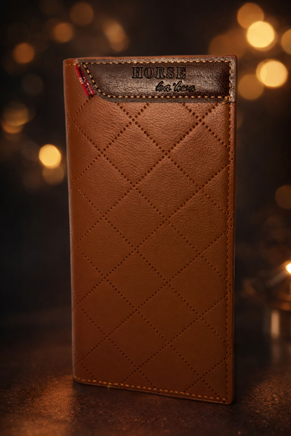 Classic Brown Textured Wallet with Leather Flap – Elegant Everyday Essential