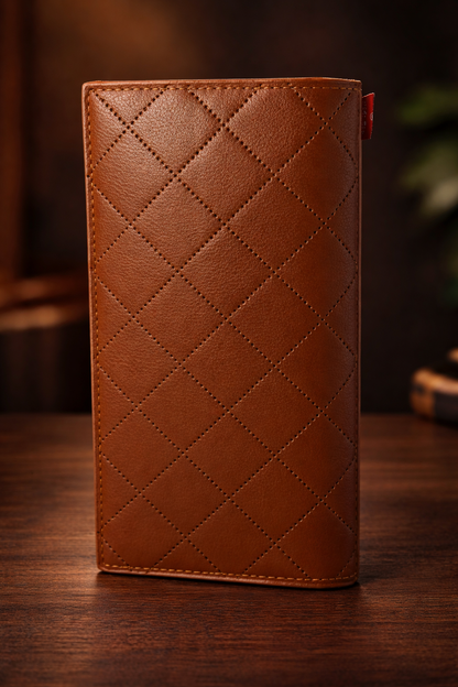 Classic Brown Textured Wallet with Leather Flap – Elegant Everyday Essential