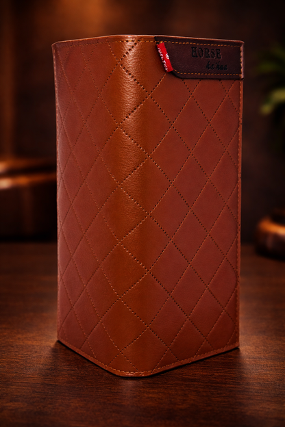 Classic Brown Textured Wallet with Leather Flap – Elegant Everyday Essential