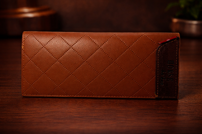 Classic Brown Textured Wallet with Leather Flap – Elegant Everyday Essential