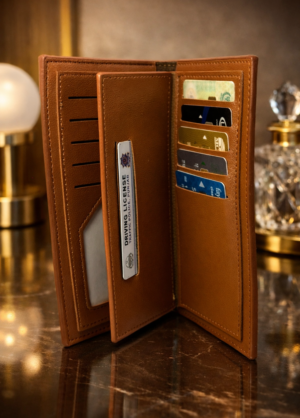 Classic Brown Textured Wallet with Leather Flap – Elegant Everyday Essential