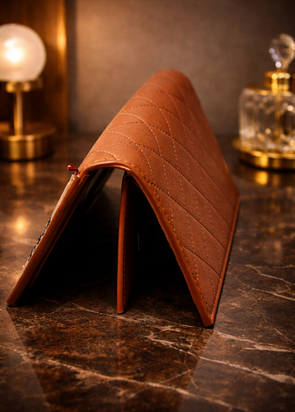 Classic Brown Textured Wallet with Leather Flap – Elegant Everyday Essential