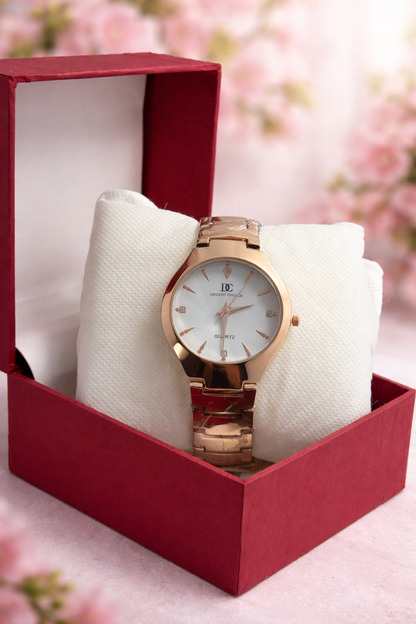 Gold Elegance Women’s Quartz Watch – Minimalist Luxury Design