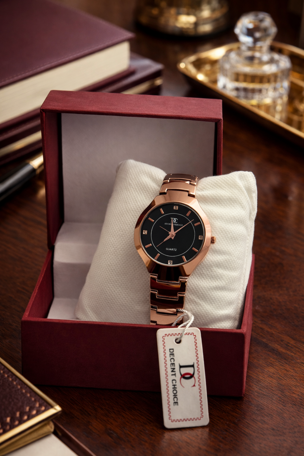 Rose Gold Elegance Women’s Quartz Watch – Minimalist Luxury Design