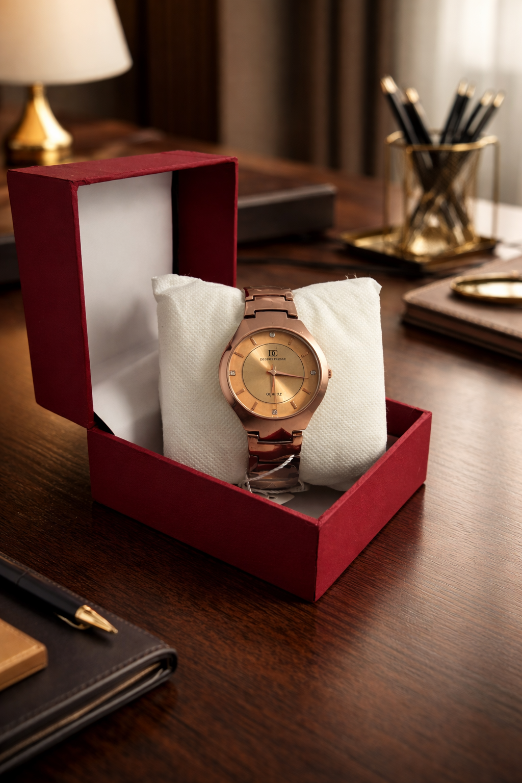 Rose Gold Elegance Women’s Quartz Watch – Minimalist Luxury Design