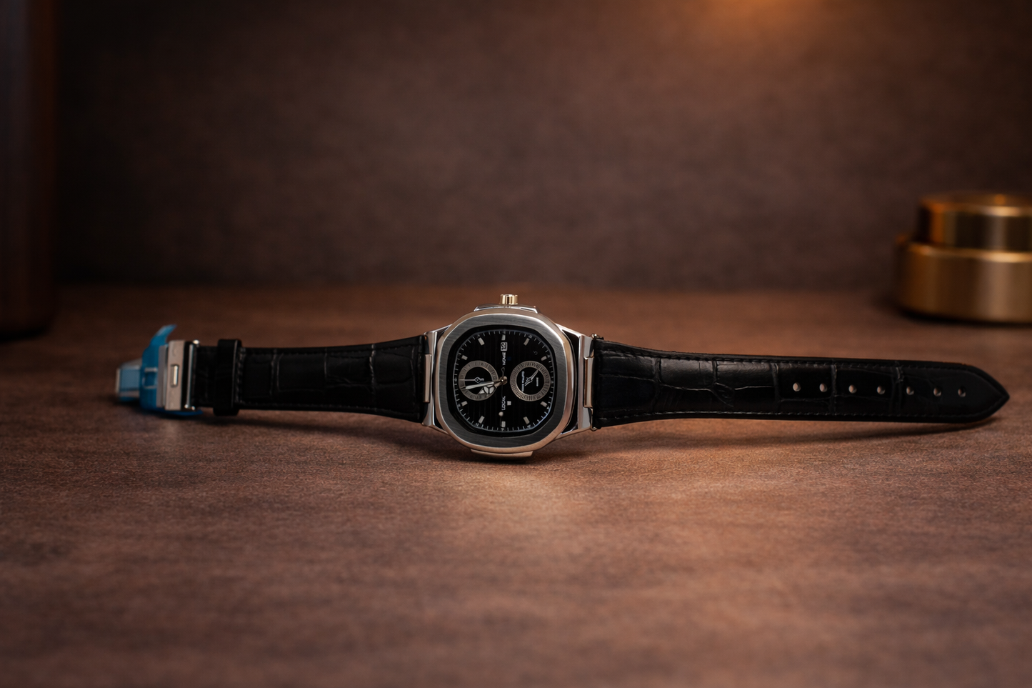 Classic Gold & Silver Watch with Leather Strap