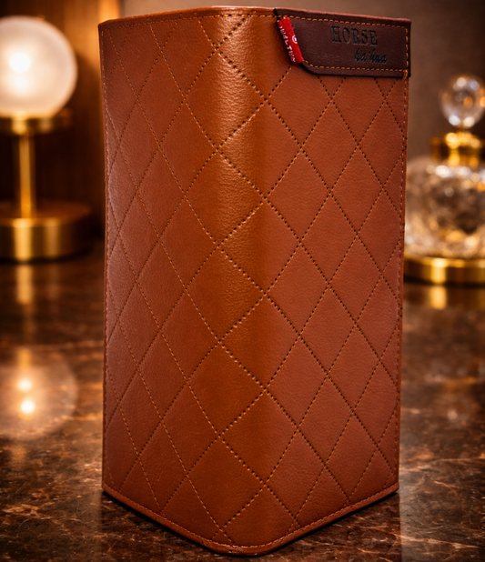 Classic Brown Textured Wallet with Leather Flap – Elegant Everyday Essential