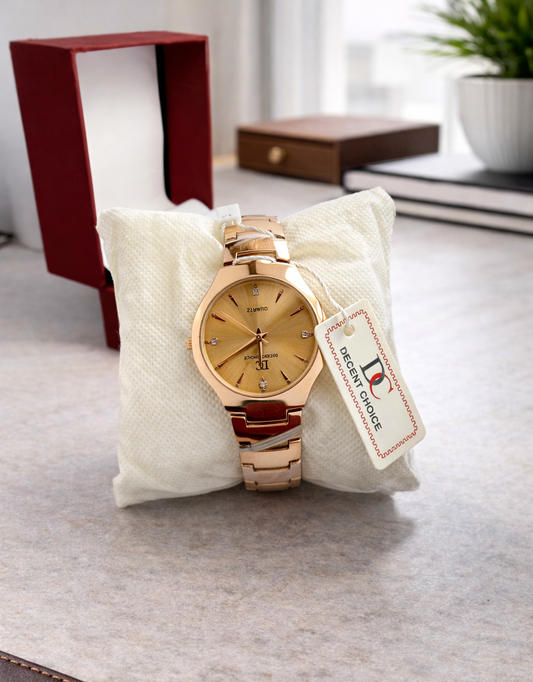 Gold Elegance Women’s Quartz Watch – Minimalist Luxury Design