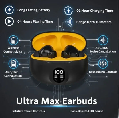 🔥 TWS Wireless Earbuds with LED Display – ENC Noise Cancellation, HiFi Stereo, Bluetooth 5.4  Airbuds with Mic